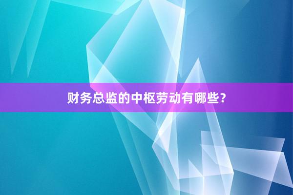 财务总监的中枢劳动有哪些？
